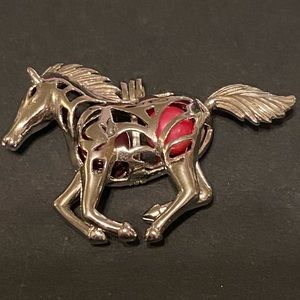 Sterling silver horse pearl cage charm